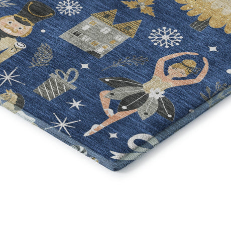 Dalyn Merry & Bright MY29 Navy Rug corner detail