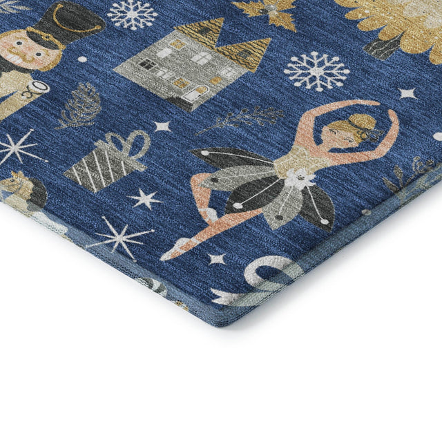 Dalyn Merry & Bright MY29 Navy Rug corner detail