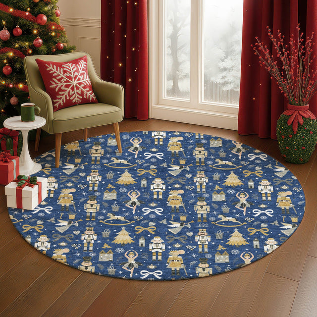 Dalyn Merry & Bright MY29 Navy Rug shown in a room