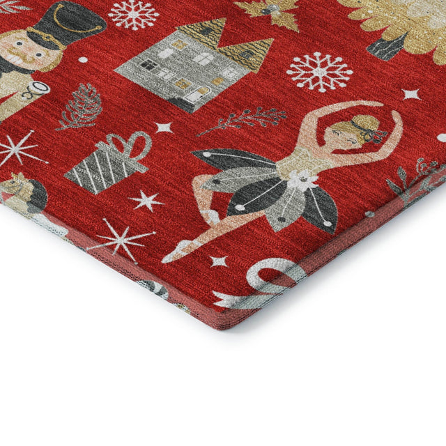 Dalyn Merry & Bright MY29 Red Rug corner detail
