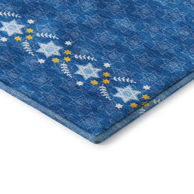 Dalyn Merry & Bright MY30 Blue Rug corner detail
