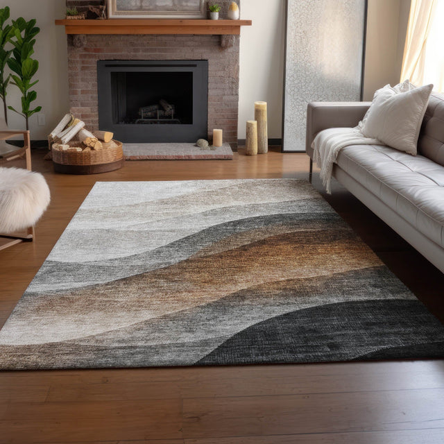Dalyn Neo NO1 Khaki Rug shown in a room