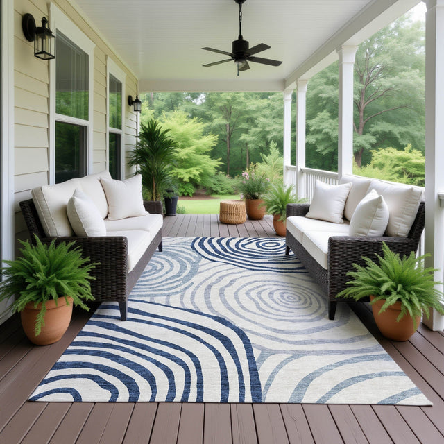 Dalyn Neo NO10 Blue Rug outdoor lifestyle image