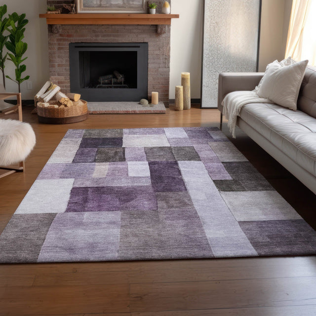 Dalyn Neo NO15 Eggplant Rug shown in a room