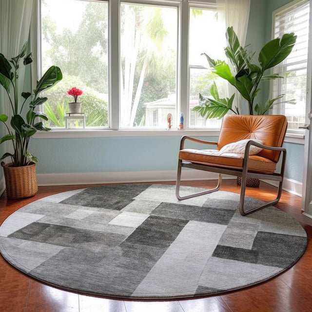 Dalyn Neo NO15 Pewter Rug shown in a room