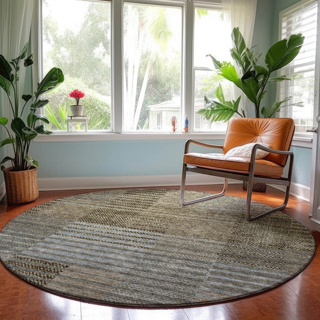 Dalyn Neo NO17 Taupe Rug shown in a room
