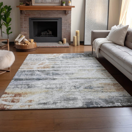 Dalyn Neo NO3 Silver Rug shown in a room