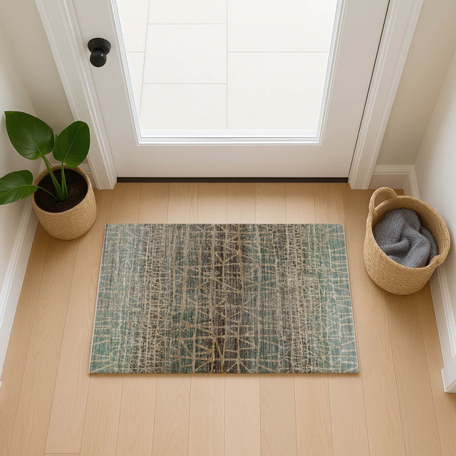 Dalyn Nexus NX1 Teal Rug shown in a room