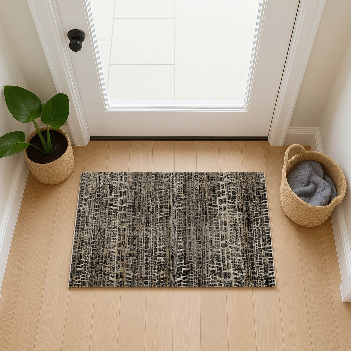Dalyn Nexus NX5 Black Rug shown in a room