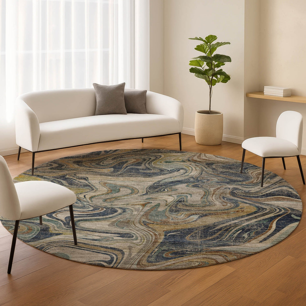 Dalyn Nexus NX6 Navy Rug shown in a room