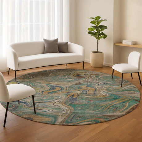 Dalyn Nexus NX6 Teal Rug shown in a room