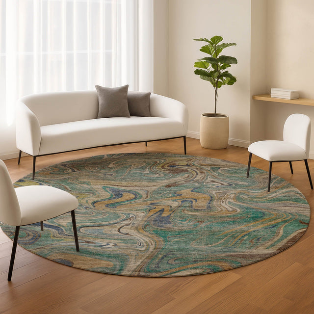 Dalyn Nexus NX6 Teal Rug shown in a room