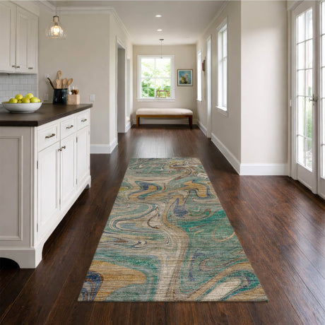 Dalyn Nexus NX6 Teal Rug shown in a room