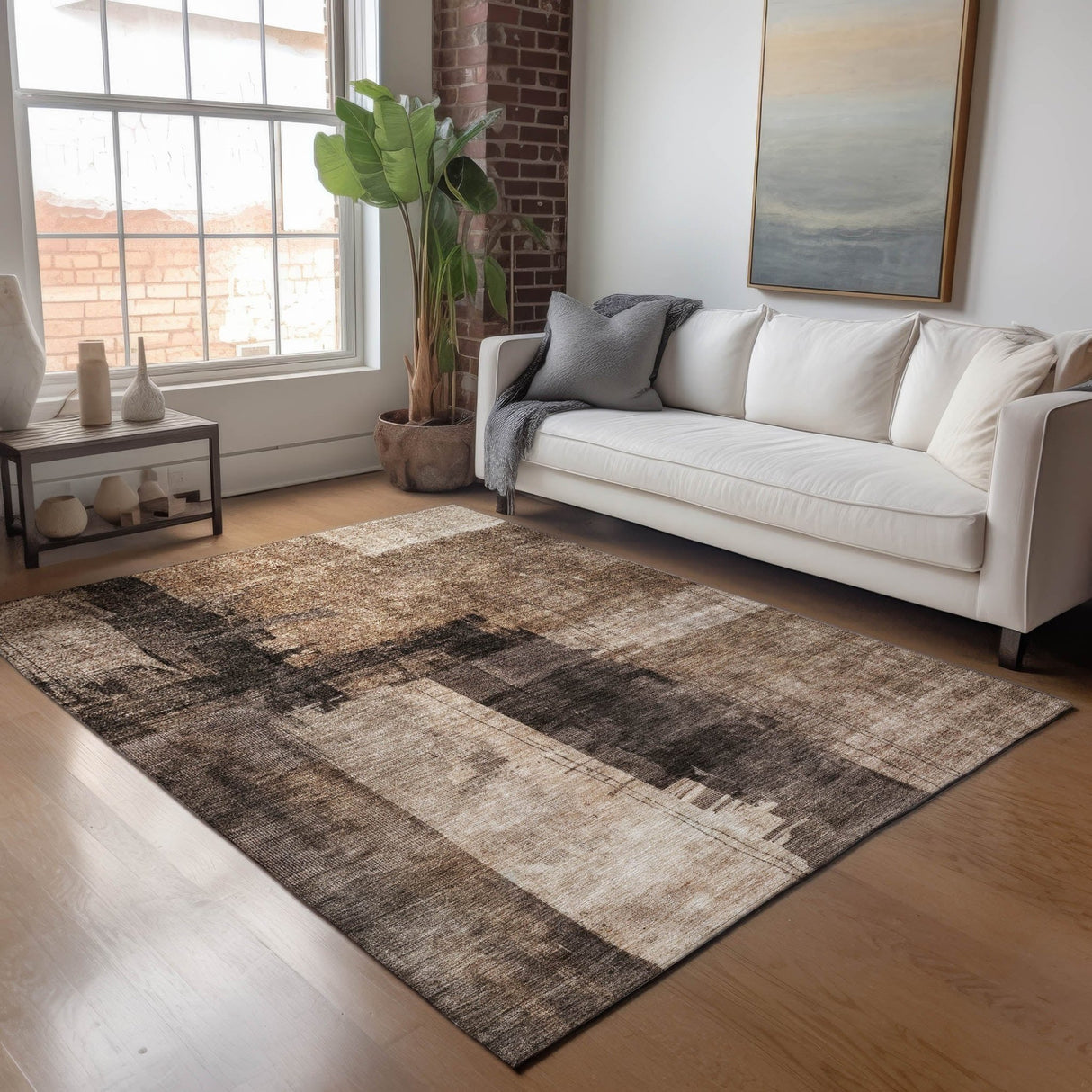 Dalyn Nouveau NV10 Brown Rug shown in a room
