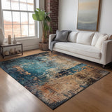 Dalyn Nouveau NV14 Teal Rug shown in a room