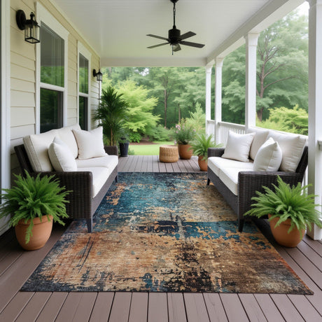 Dalyn Nouveau NV14 Teal Rug outdoor lifestyle image