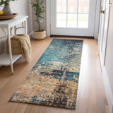Dalyn Nouveau NV14 Teal Rug shown in a room