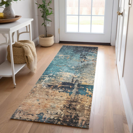 Dalyn Nouveau NV14 Teal Rug shown in a room