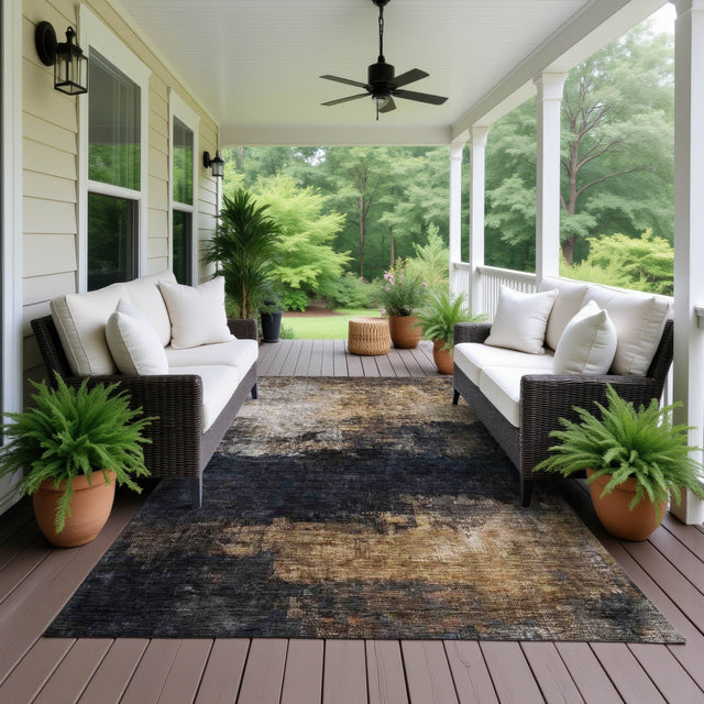 Dalyn Nouveau NV17 Charcoal Rug outdoor lifestyle image