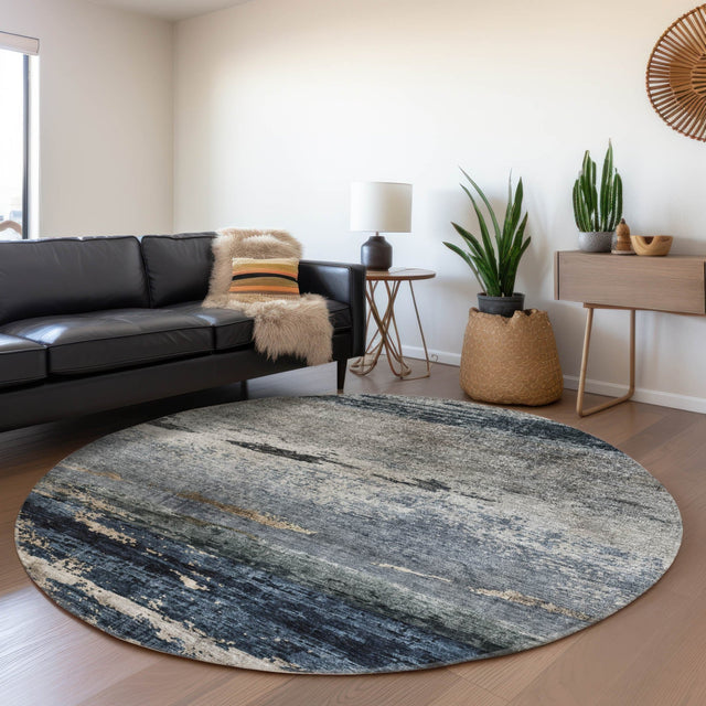 Dalyn Nouveau NV3 Navy Rug shown in a room