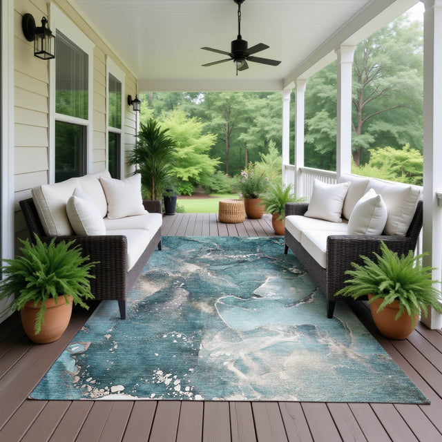 Dalyn Odyssey OY11 Teal Rug outdoor lifestyle image