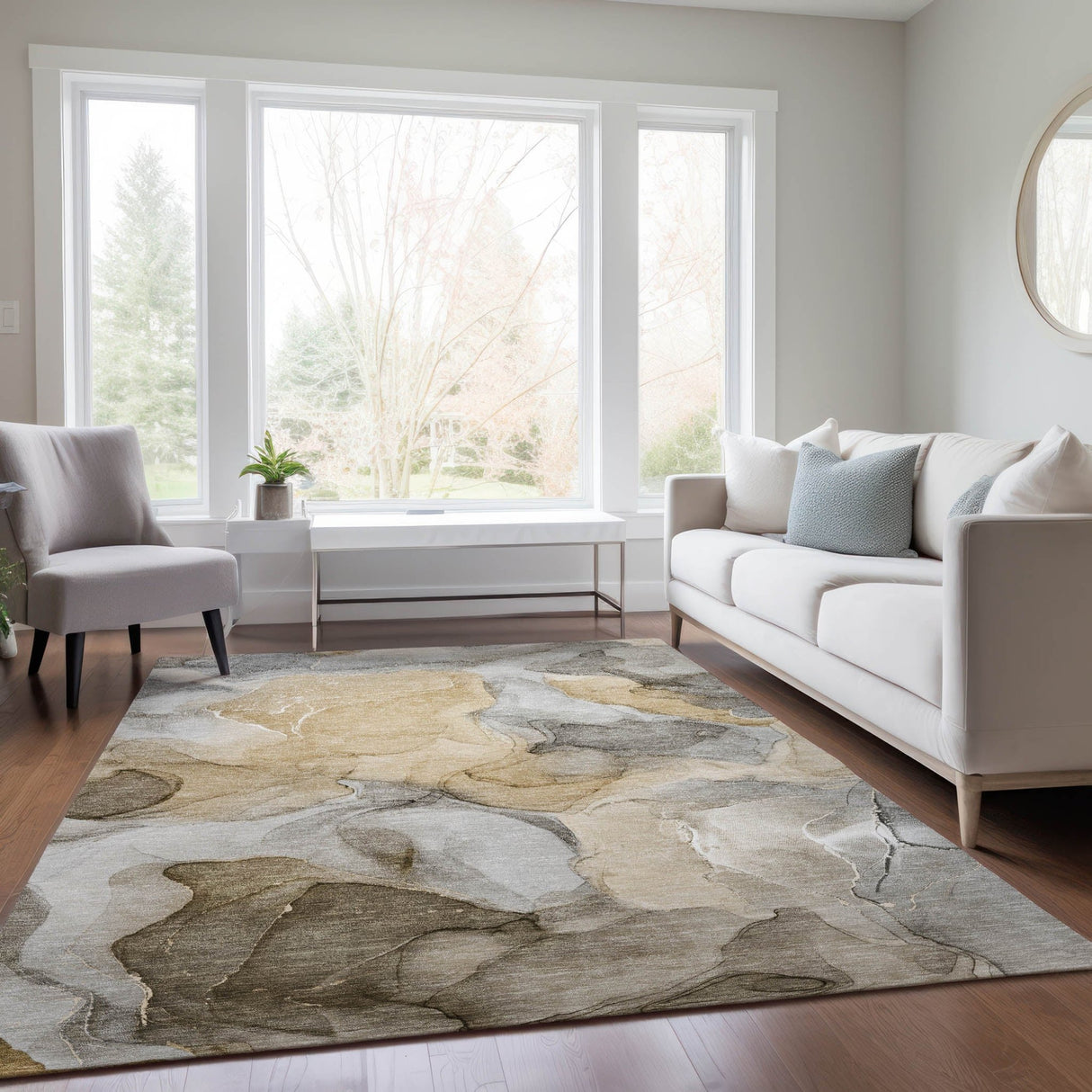 Dalyn Odyssey OY4 Taupe Rug shown in a room