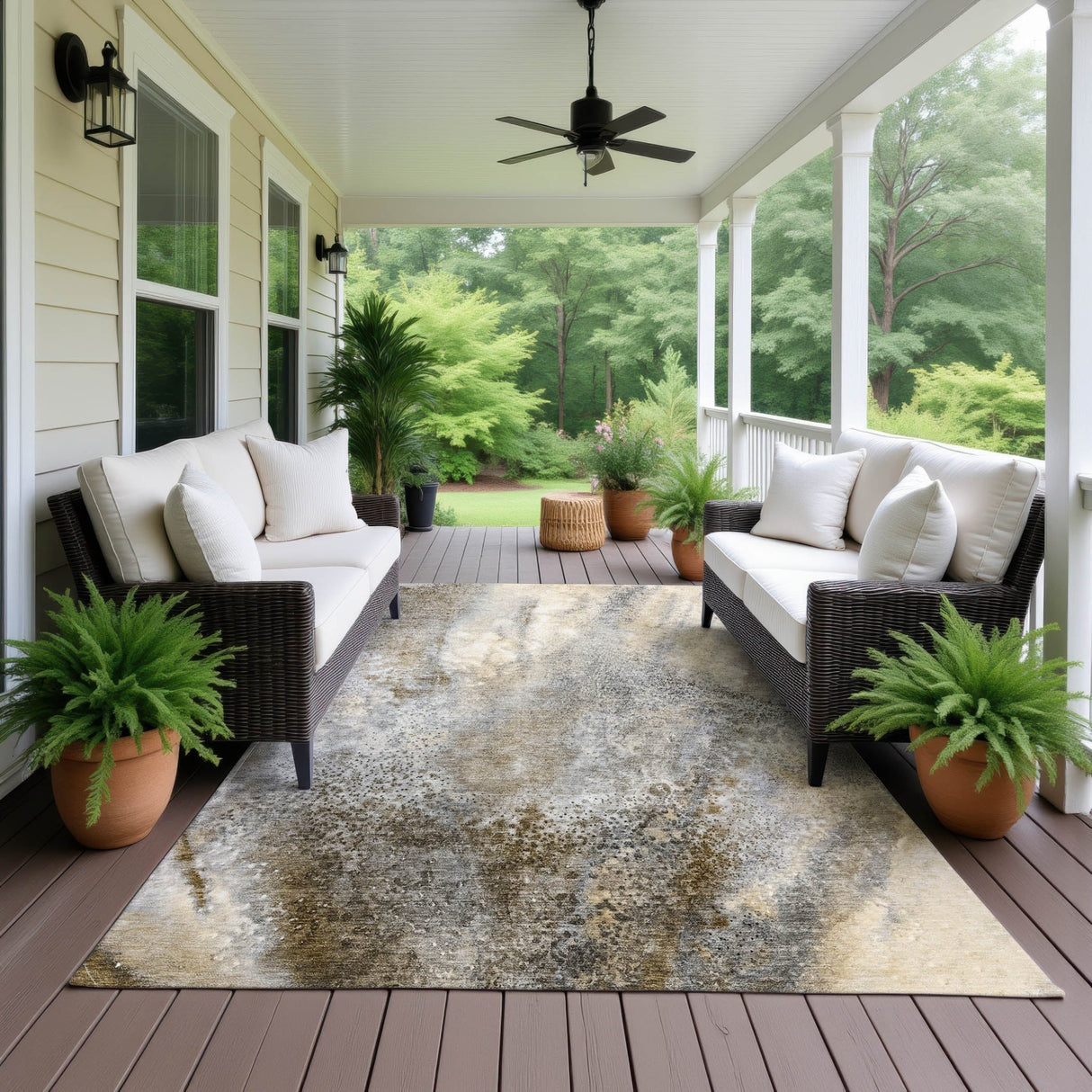 Dalyn Odyssey OY5 Taupe Rug outdoor lifestyle image
