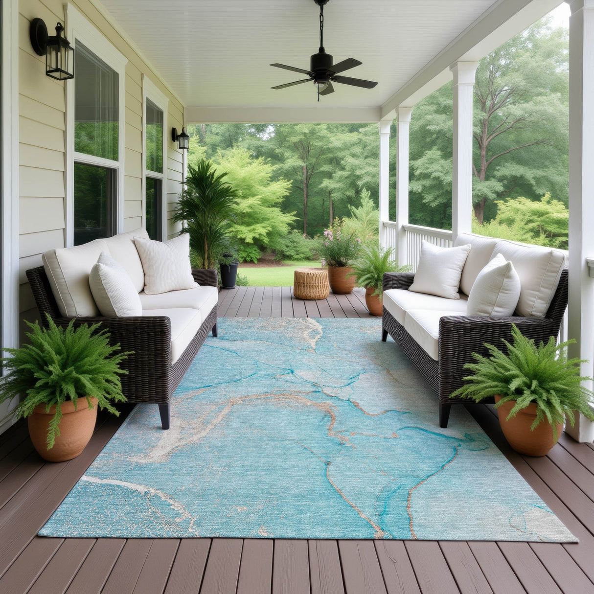 Dalyn Odyssey OY7 Teal Rug outdoor lifestyle image