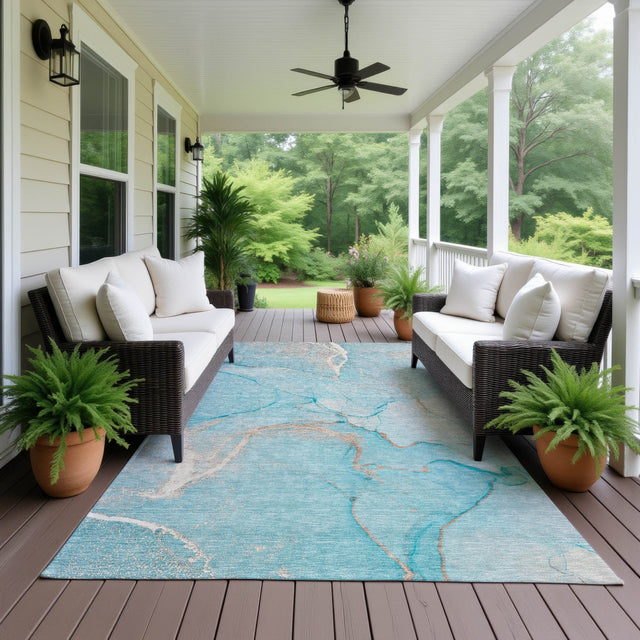 Dalyn Odyssey OY7 Teal Rug outdoor lifestyle image