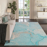 Dalyn Odyssey OY7 Teal Rug shown in a room