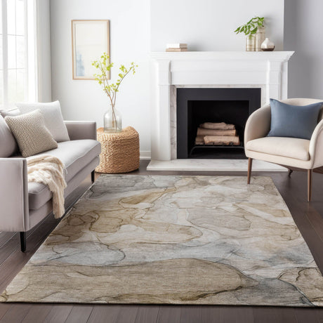 Dalyn Odyssey OY8 Brown Rug shown in a room