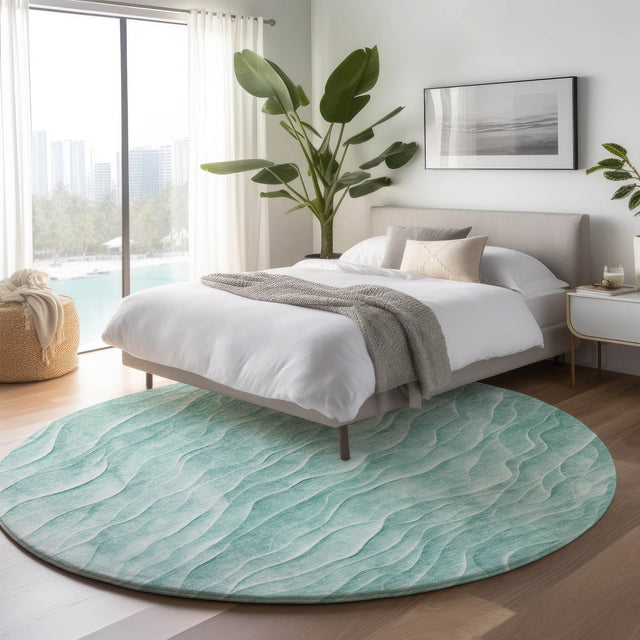 Dalyn Pacifica PA1 Aqua Rug shown in a room