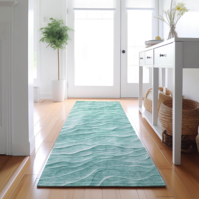 Dalyn Pacifica PA1 Aqua Rug shown in a room