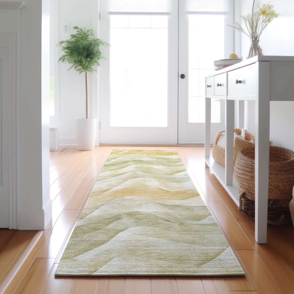 Dalyn Pacifica PA3 Aloe Rug shown in a room