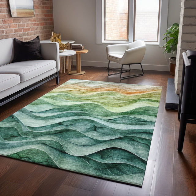 Dalyn Pacifica PA4 Teal Rug shown in a room