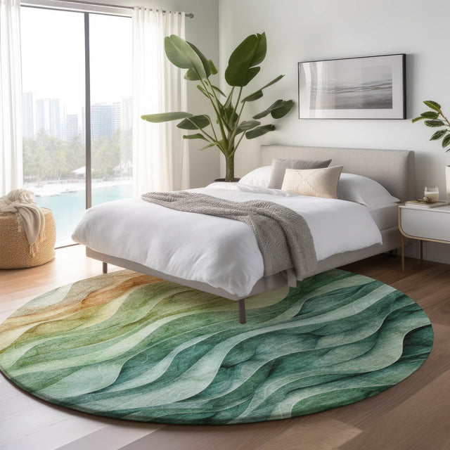 Dalyn Pacifica PA4 Teal Rug shown in a room