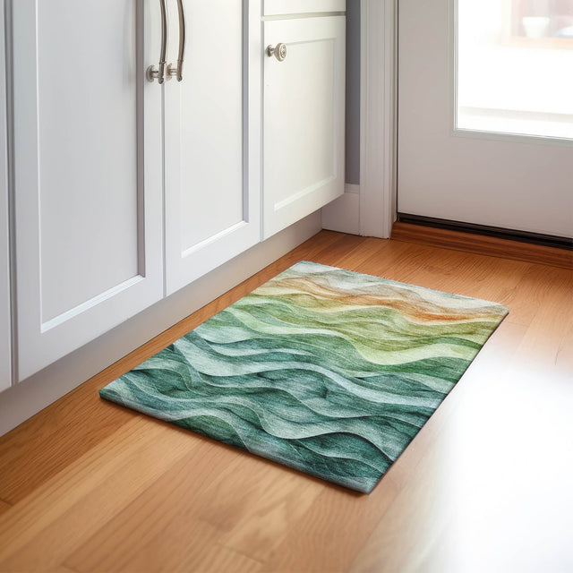 Dalyn Pacifica PA4 Teal Rug shown in a room