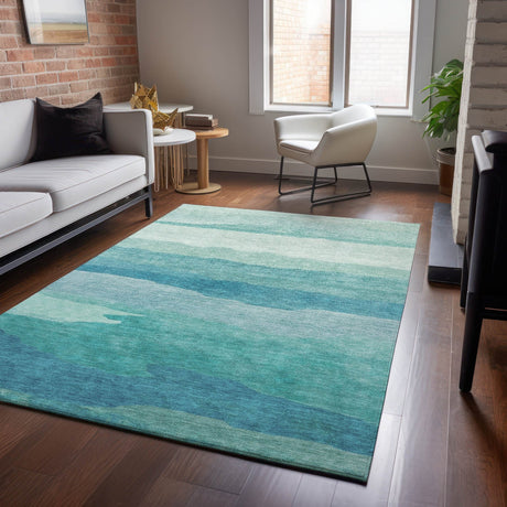 Dalyn Pacifica PA9 Turquoise Rug shown in a room