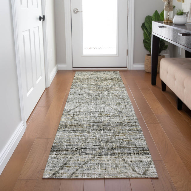 Dalyn Portico PO1 Pewter Rug shown in a room