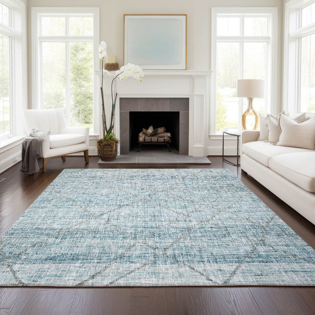 Dalyn Portico PO1 Teal Rug shown in a room