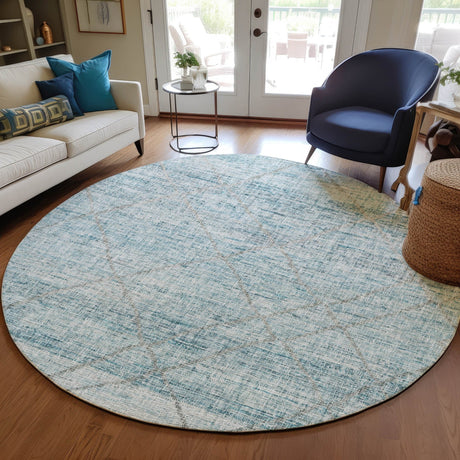Dalyn Portico PO1 Teal Rug shown in a room