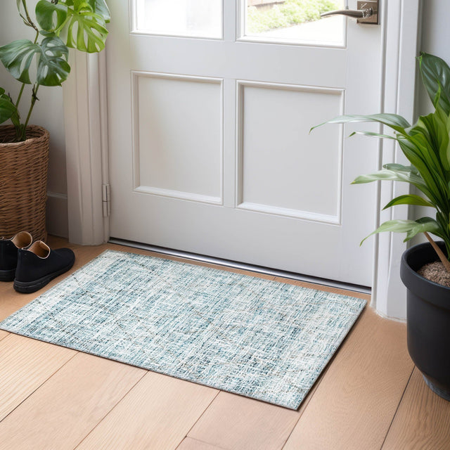 Dalyn Portico PO1 Teal Rug shown in a room