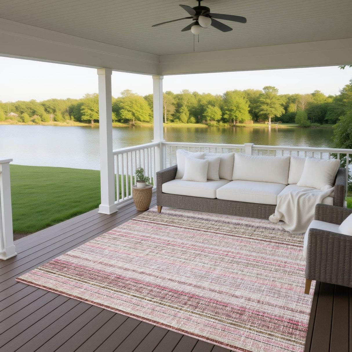 Dalyn Portico PO2 Pink Rug outdoor lifestyle image