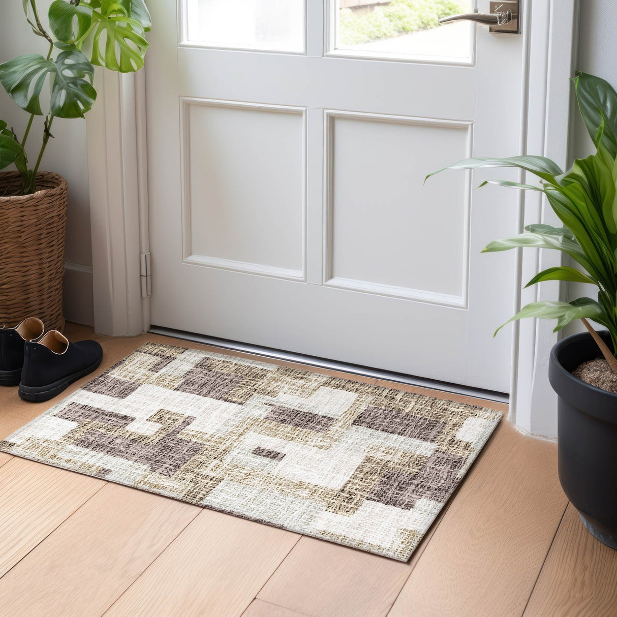 Dalyn Portico PO3 Brown Rug shown in a room