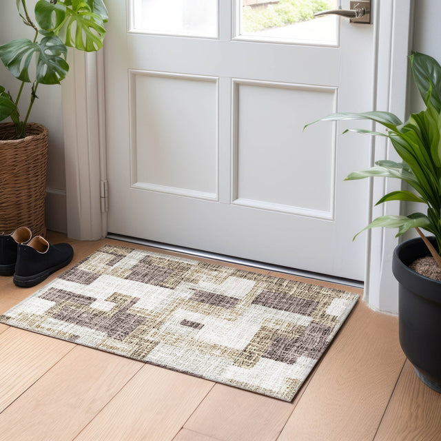 Dalyn Portico PO3 Brown Rug shown in a room