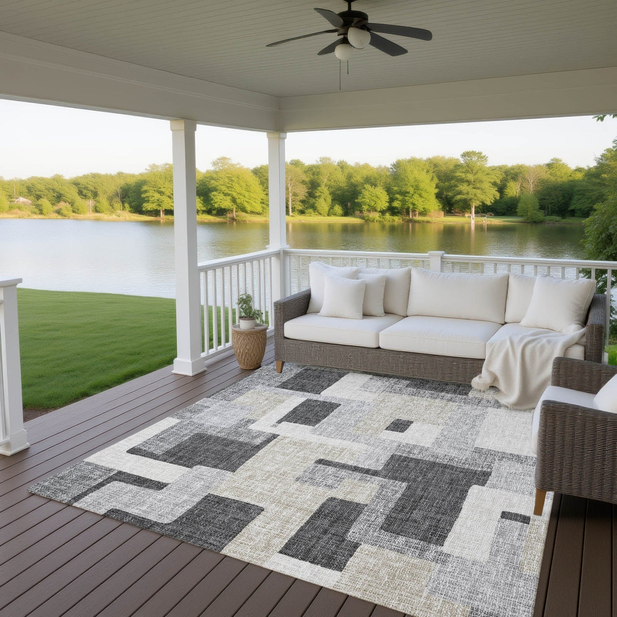 Dalyn Portico PO3 Gray Rug outdoor lifestyle image