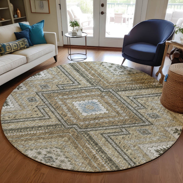 Dalyn Portico PO5 Beige Rug shown in a room