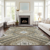 Dalyn Portico PO5 Beige Rug shown in a room