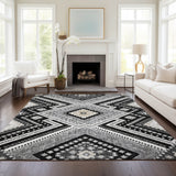Dalyn Portico PO5 Black Rug shown in a room