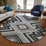 Dalyn Portico PO5 Black Rug shown in a room